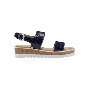 MARC FISHER Womens Black Croco 1" Platform Gordy Almond Wedge Sandals Shoes 6 M